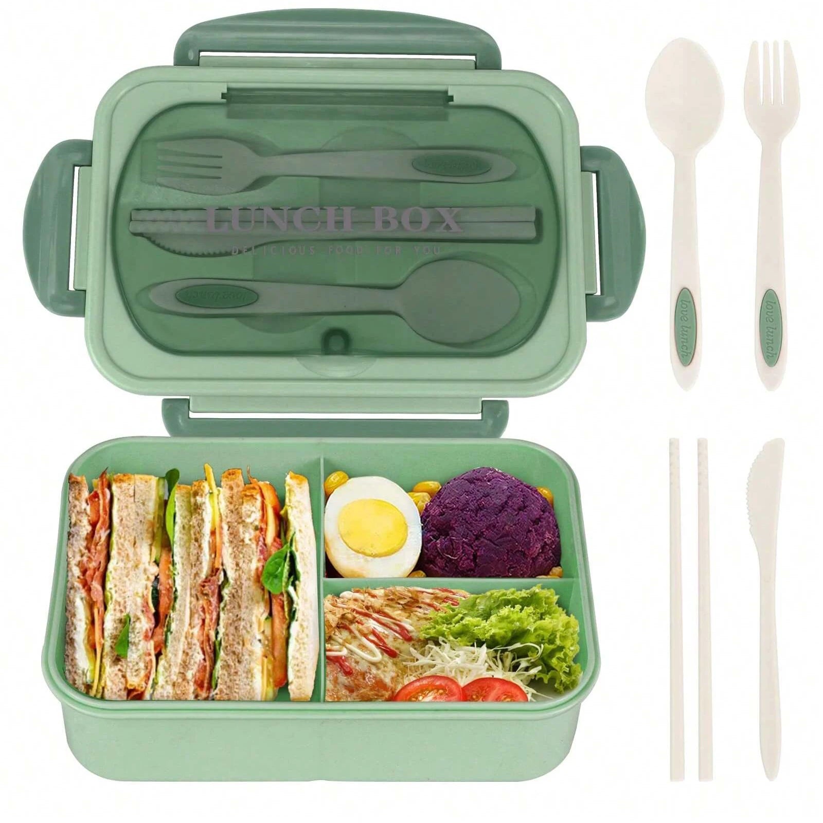 Bento Lunch Box for Adults – 4-Compartment Food Container