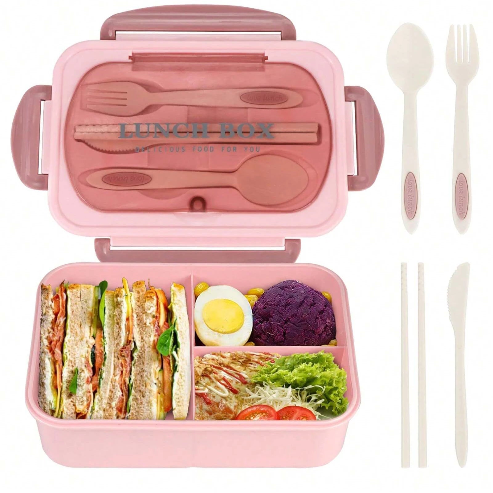 Bento Lunch Box for Adults – 4-Compartment Food Container