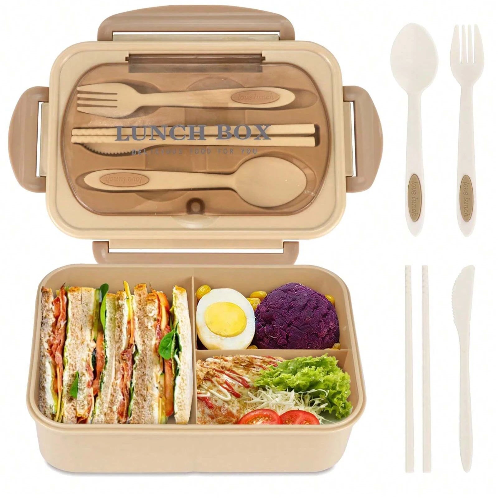Bento Lunch Box for Adults – 4-Compartment Food Container
